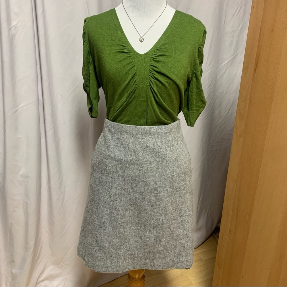 Grey Wool Pencil Skirt w/ Pockets
